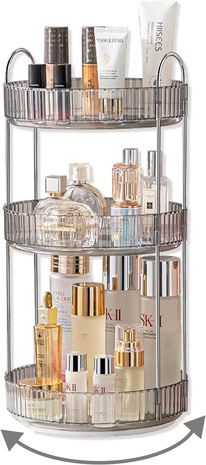 Asayuee 360 Rotating Makeup Organizer, 3 Tier Large Capacity Make Up Organizers by Asayuee