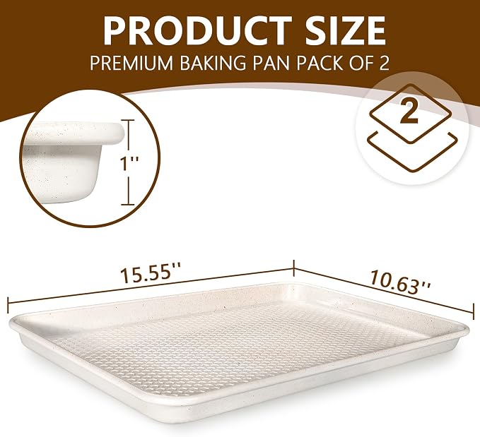 Wildone Baking Sheet Pan Set, Honeycomb Embossed Nonstick Baking Sheet 15x10 In - Image 2