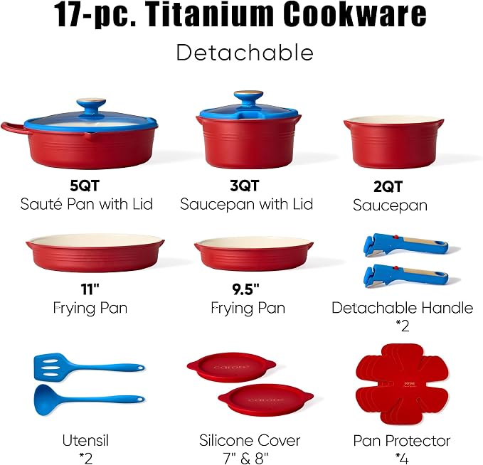 CAROTE 17Pcs Titanium Cookware Set, Pots and Pans Set Non Stick, Kitchen - Image 2