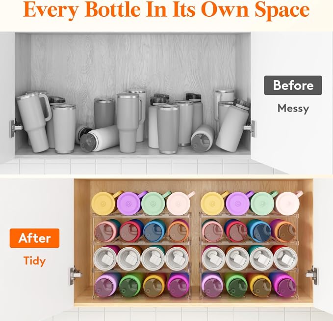 Lifewit Stackable Bottle Storage Organizer, Large Slot Water Bottle Tumbler - Image 9