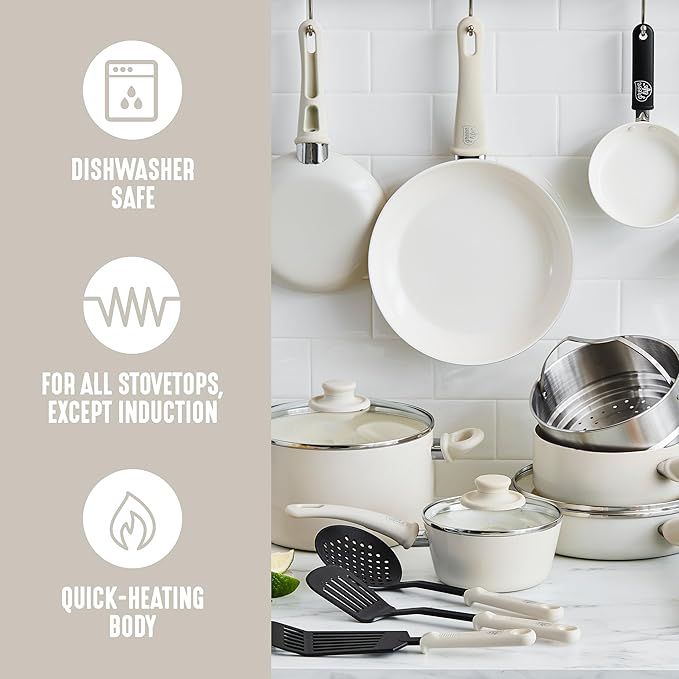 GreenLife Soft Grip 16 Piece Cookware Set, Non-Toxic PFAS-Free Ceramic Nonstick - Image 5