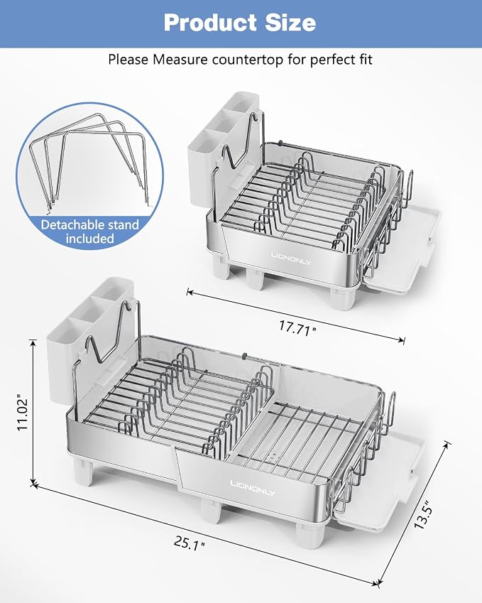 Dish Drying Rack, 304 Stainless Steel Expandable Dish Rack - Image 2