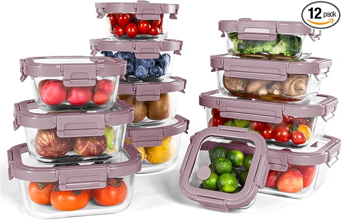 12-Pack Glass Containers with Tempered Lids – Borosilicate, Dishwasher Safe by BOROHOUSE