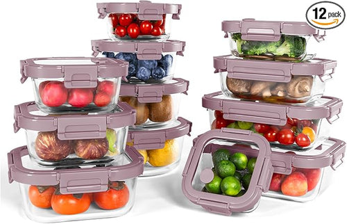 12-Pack Glass Containers with Tempered Lids – Borosilicate, Dishwasher Safe by BOROHOUSE