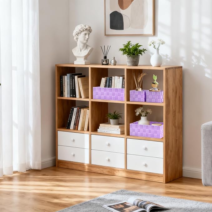 Posprica Woven Storage Baskets for Organizing, Small Black Baskets Cube Bin - Image 4