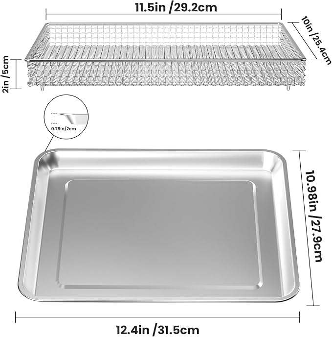 2Pcs Stainless Steel Oven Air Fryer Basket and Tray Replacement - Image 2