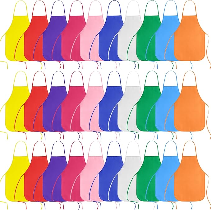 KUUQA 16/24/30/36/40Pcs Kids Apron Painting Aprons by KUUQA