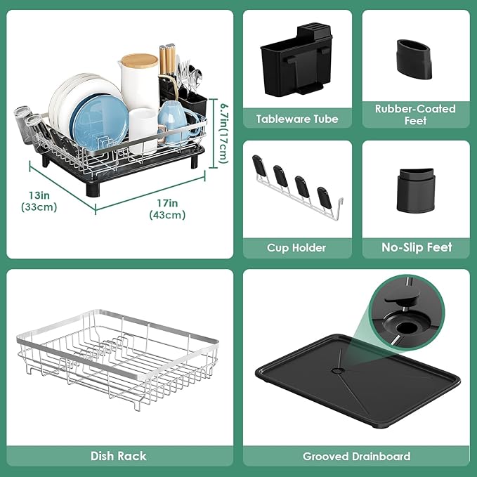 MOUKABAL Dish Drying Rack, Dish Rack, Stainless Steel Dish Racks - Image 3