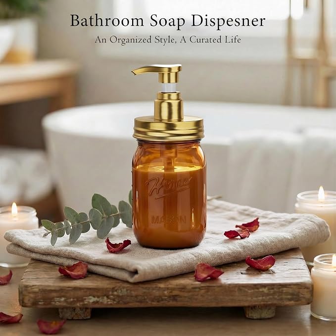 Amolliar Plastic Mason Jar Soap Dispenser - Image 5