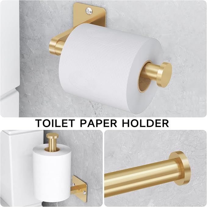 Bathroom Accessories Set, KLJKPA 4 Pieces Gold Bathroom Hardware Set, 24 inch - Image 4