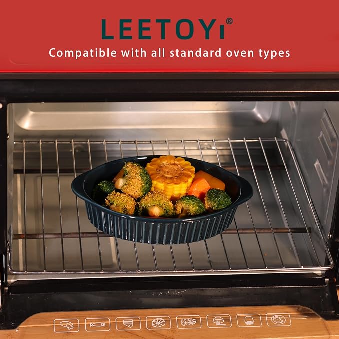 LEETOYI Porcelain Small Oval Au Gratin Pans, Baking Dish Set - Image 3