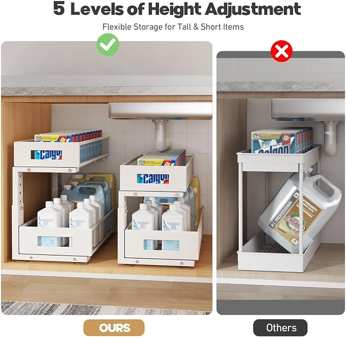 2 Packs 21IN Depth Under Sink Organizer, 2-Tier Pull Out Cabinet Organizer - Image 8