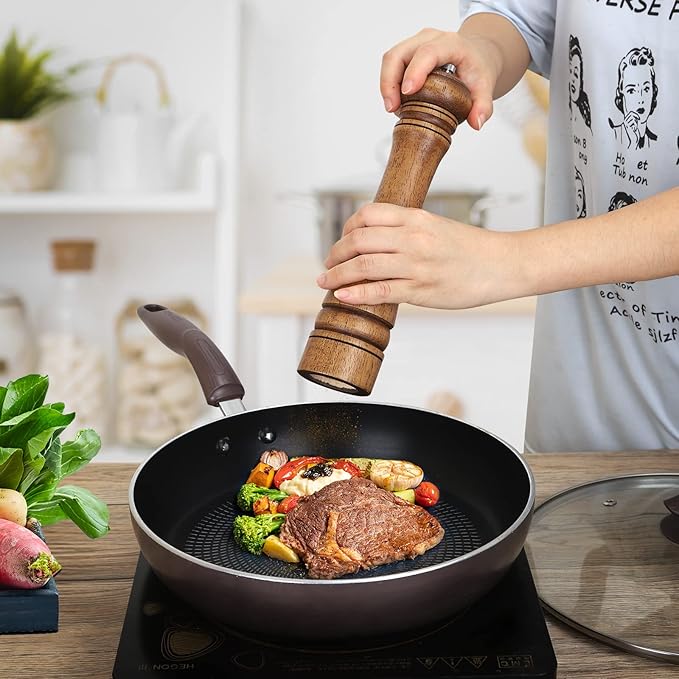1Pack Wood Pepper Grinder, XWXO 10 Inch Salt Mill Pepper Shaker, Pepper Mill - Image 7
