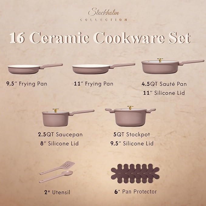 CAROTE Ceramic Cookware Set, Pots and Pans Set Non stick, 14-Piece Induction - Image 2