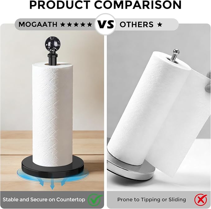 Black Paper Towel Holder Countertop, Unique Black Ball Decor, Brass Paper Towel - Image 5