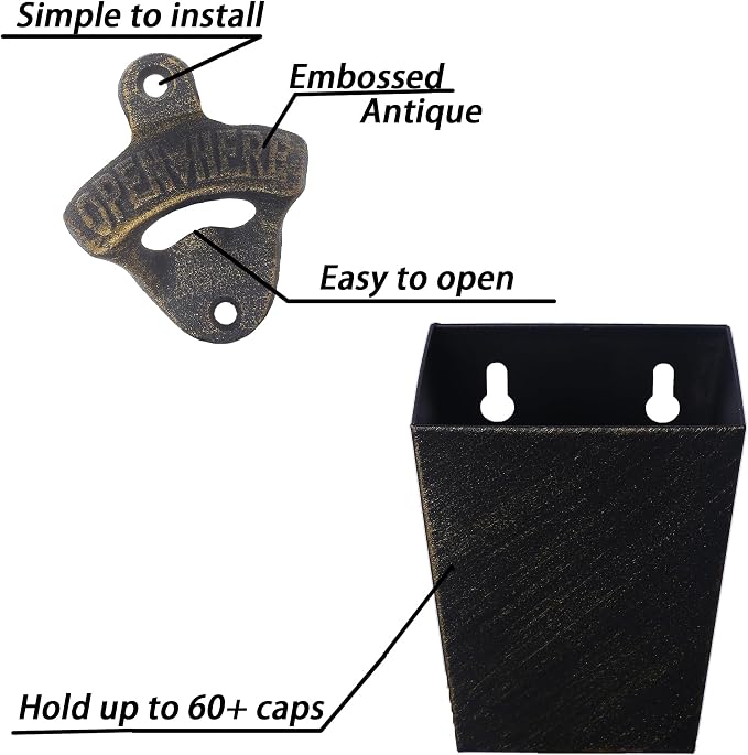 Antique Bronze Cast Iron Bottle Opener Wall Mounted Beer Opener - Image 2