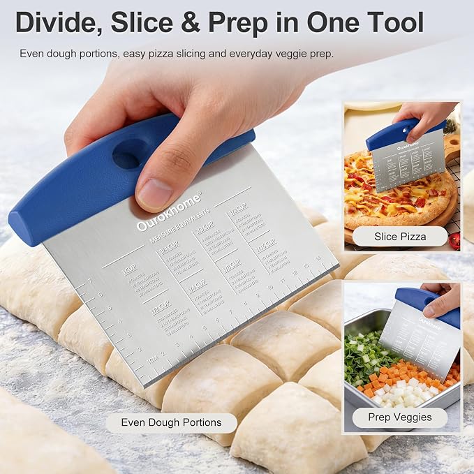 Ourokhome 2 Pack Bench Scraper Dough Cutter, Stainless Steel Dough Scraper - Image 4