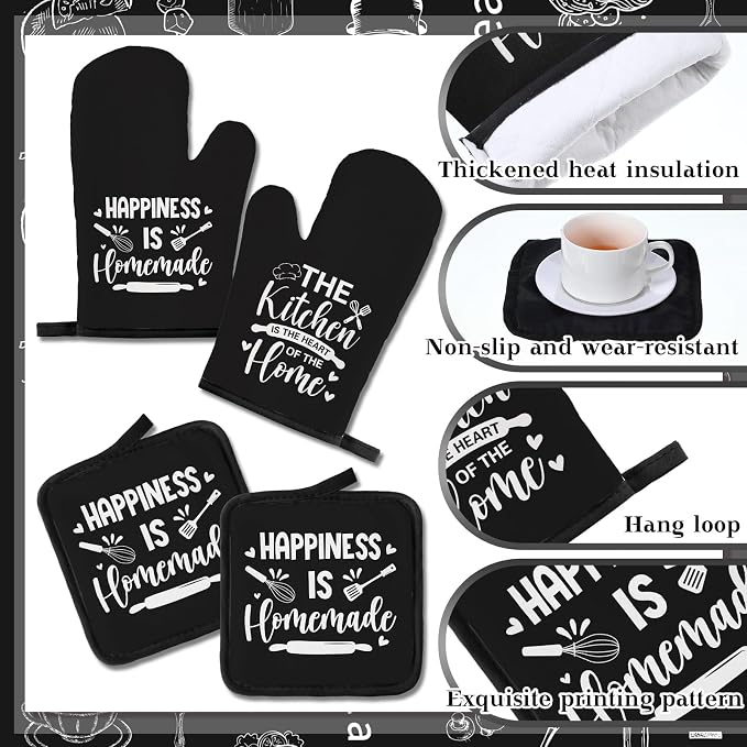 12 Pcs Farmhouse Kitchen Decor and Accessories Sets 4 Black Kitchen Towels 4 - Image 5