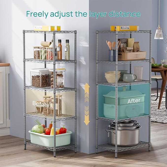 SINGAYE 5 Tier Storage Garage Shelving Units Heavy Duty Wire Shelves Pantry - Image 3