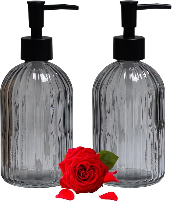 Gray Glass Soap Dispenser Set by YYTSGG