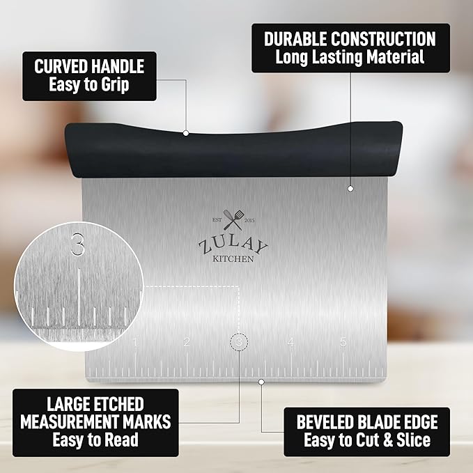 Zulay Premium Multi-purpose Stainless Steel Bench Scraper & Chopper, Quick & - Image 6