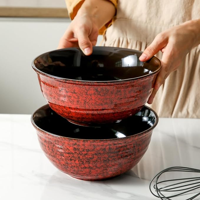Hasense Ceramic Salad Bowl, 60 Ounces Large Serving Bowls, 8.5 Inch Soup Bowls - Image 4