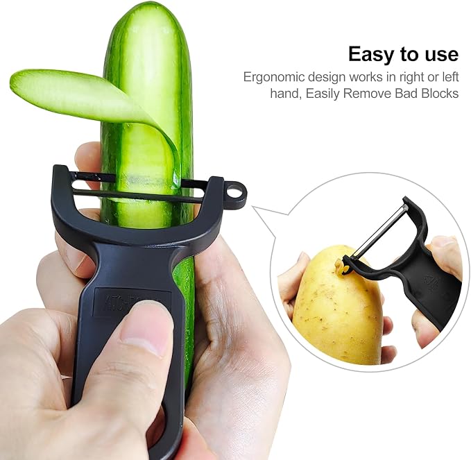 Original Vegetable Fruit Peeler Carbon Steel Blade 3 Pack Grey/Blue/Black… - Image 4