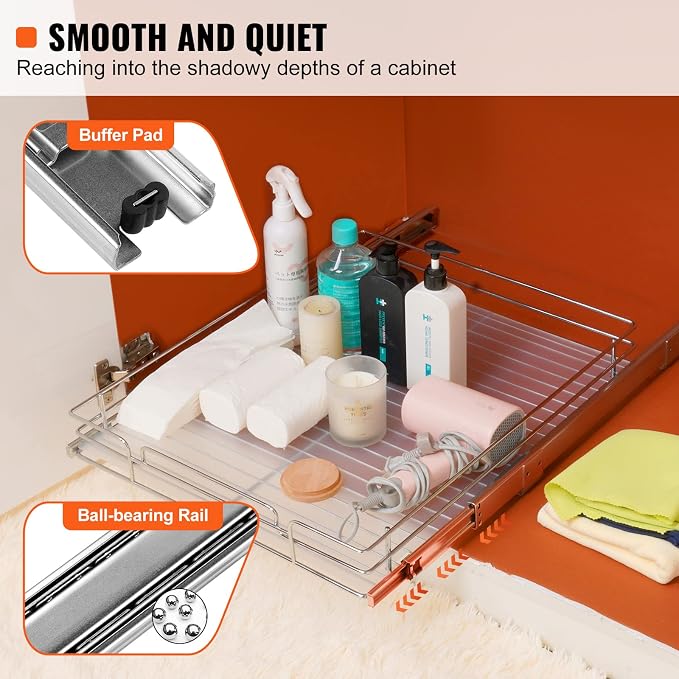 VEVOR 15.5" Wx21 Dx3.5 H Pull Out Cabinet Organizer, Heavy Duty Slide Out - Image 3