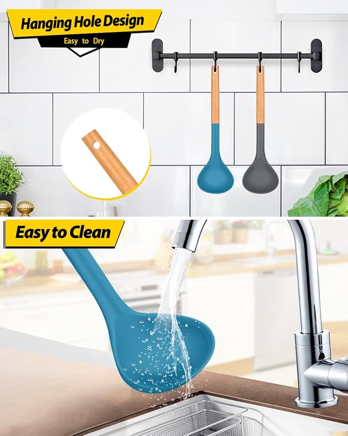 Pack of 2 Soup Ladle, Silicone Ladle Spoon - Image 6