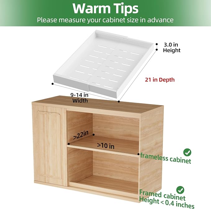 PAKETA 4 Pack Expandable Pull Out Cabinet Organizer, Upgrade 3 Slide Rails - Image 2