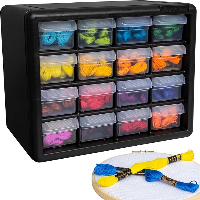 Akro-Mils 16-Drawer Plastic Storage Cabinet | 10-1/2 x 6-1/2 x 8-1/2 Inch | - Image 11