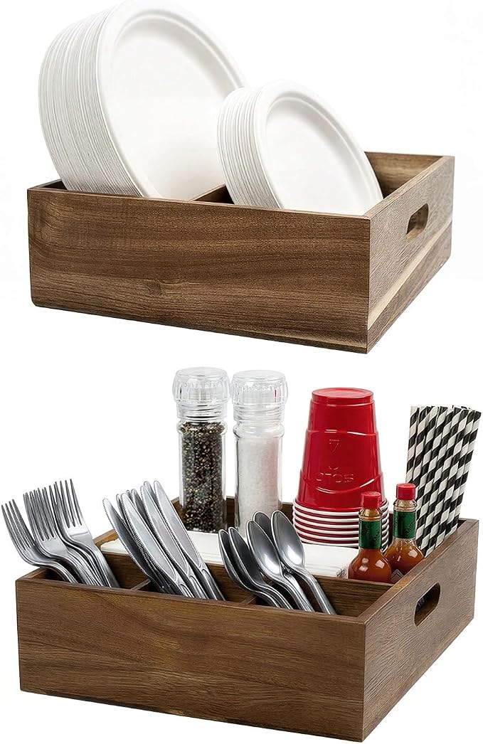 Acacia Wood Utensil Holder for Party by AMBERIMPRINT