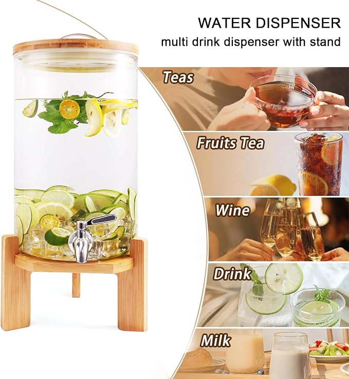 Beverage Dispenser, 2.1 Gallon Glass Drink Dispenser - Image 6