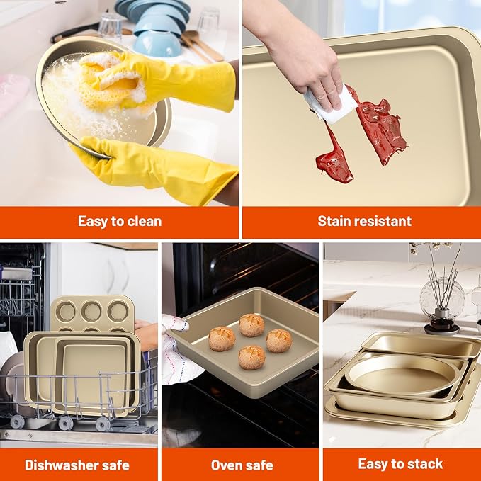 CasaCulina Baking Pans Set, 5-Piece Nonstick Bakeware Sets - Image 5