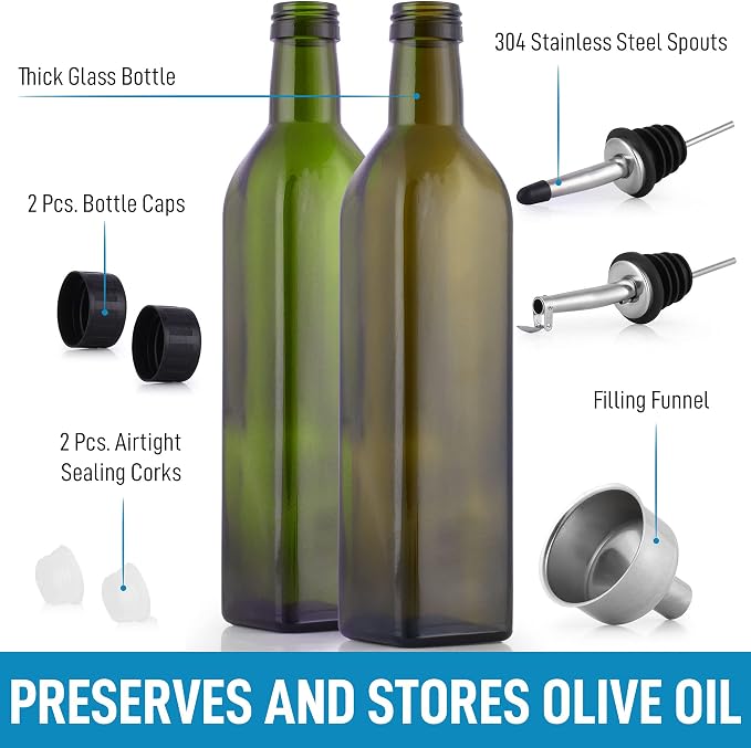 Zulay Kitchen (2 pack 17oz Olive Oil Dispenser Bottle - Image 2