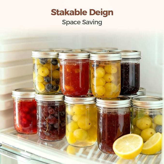 ComSaf Small Mason Jars 8 oz 6Pcs, Half Pint Regular Mouth Mason Jar - Image 6