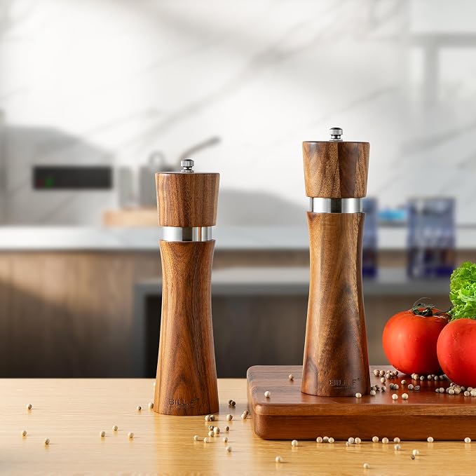 Pepper Grinder, Wood Salt and Pepper Grinder Mills Sets, Acacia Wood Manual - Image 2