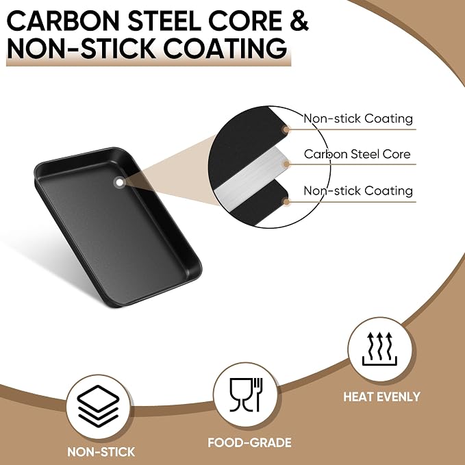 E-far Baking Sheet Set of 2, Nonstick Carbon Steel Baking Trays - Image 3