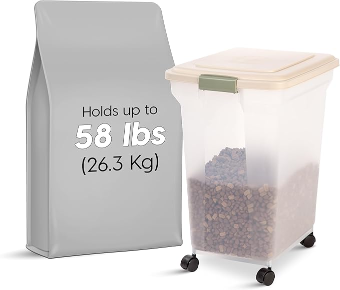 IRIS USA Dog Food Storage Container 58 lbs, Attachable Wheels, - Image 2
