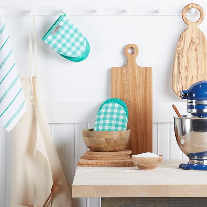 KitchenAid Albany Mini Oven Mitt 2-Pack Set, Aqua Sky - Image 2
