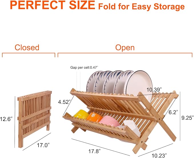 Collapsible Bamboo Dish Drying Rack - Image 2