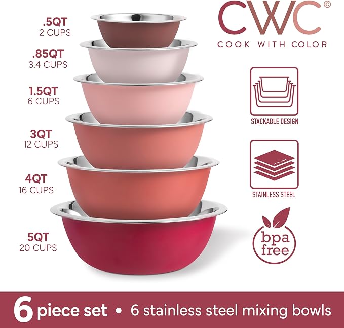 COOK WITH COLOR Stainless Steel Mixing Bowls Set - Image 2