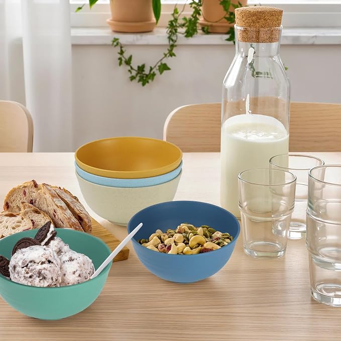 Unbreakable Wheat Straw Bowls for Kids, 10 oz Snack Bowls Set of 6, Small Handy - Image 5