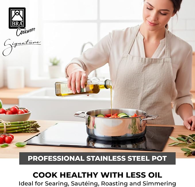 BRA COOKWARE Signature Stainless Steel Stock Pot w/Glass Lid | 8 Inch 2.4 Quart - Image 3
