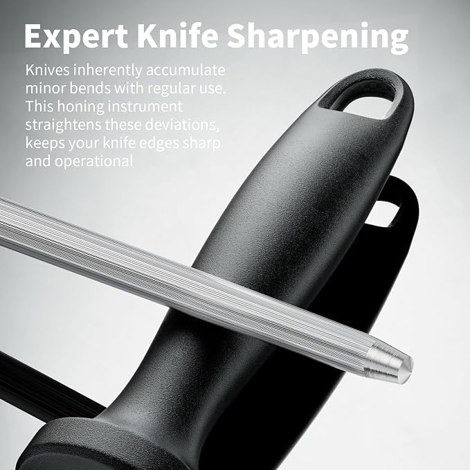 Knife Sharpener Rod, 13 Inch Carbon Steel Honing Steel - Image 5