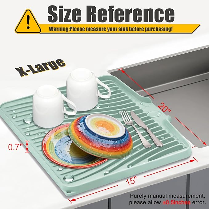 TIKNIK Silicone Dish Drying Mat, Stone Drying Mat - Image 2