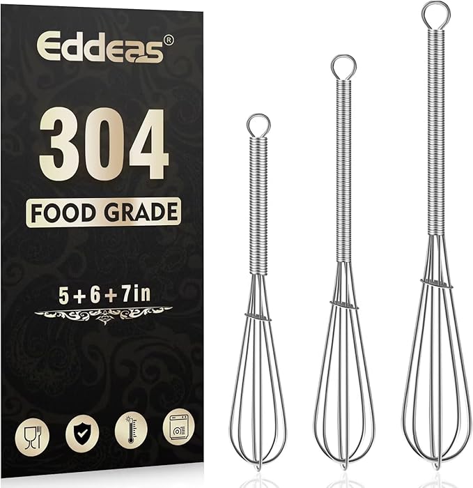 Eddeas Small Whisk Stainless Steel, Mini wire whisk 3 Pieces, 6in & 7in Tiny by Eddeas