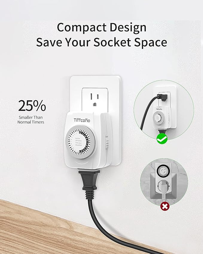 TiFFCOFiO Indoor Mechanical Outlet Timer, 3 Prong Timers - Image 4