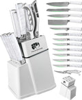 FULLHI 14pcs Block Knife Set, Chef's Knife Steak Knives Set by ExpertForPortableAndButcherKnifeSet