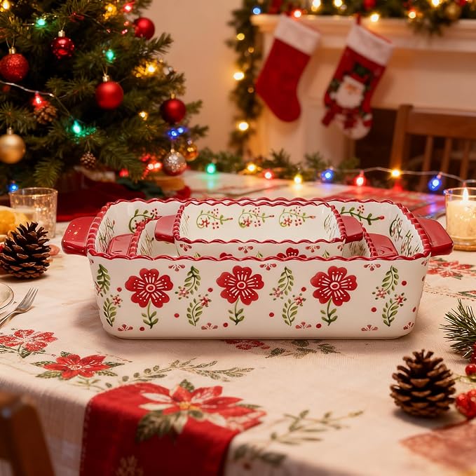Coloch 3 Pack Ceramic Baking Dishes, Rectangular Bakeware Set Hand-painted - Image 6